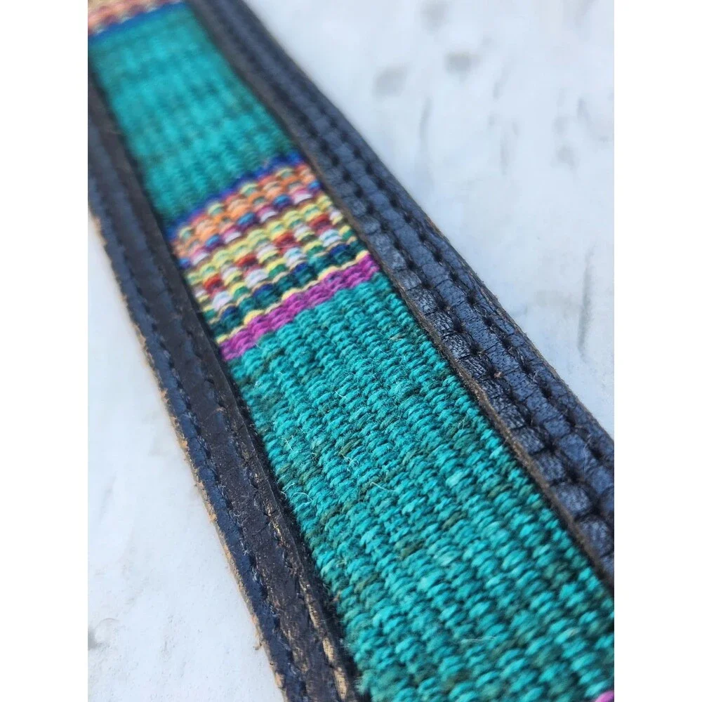 Western DDD Belt Leather Size 34 3-D Silver Belt Buckle Multicolor Insert Cowboy